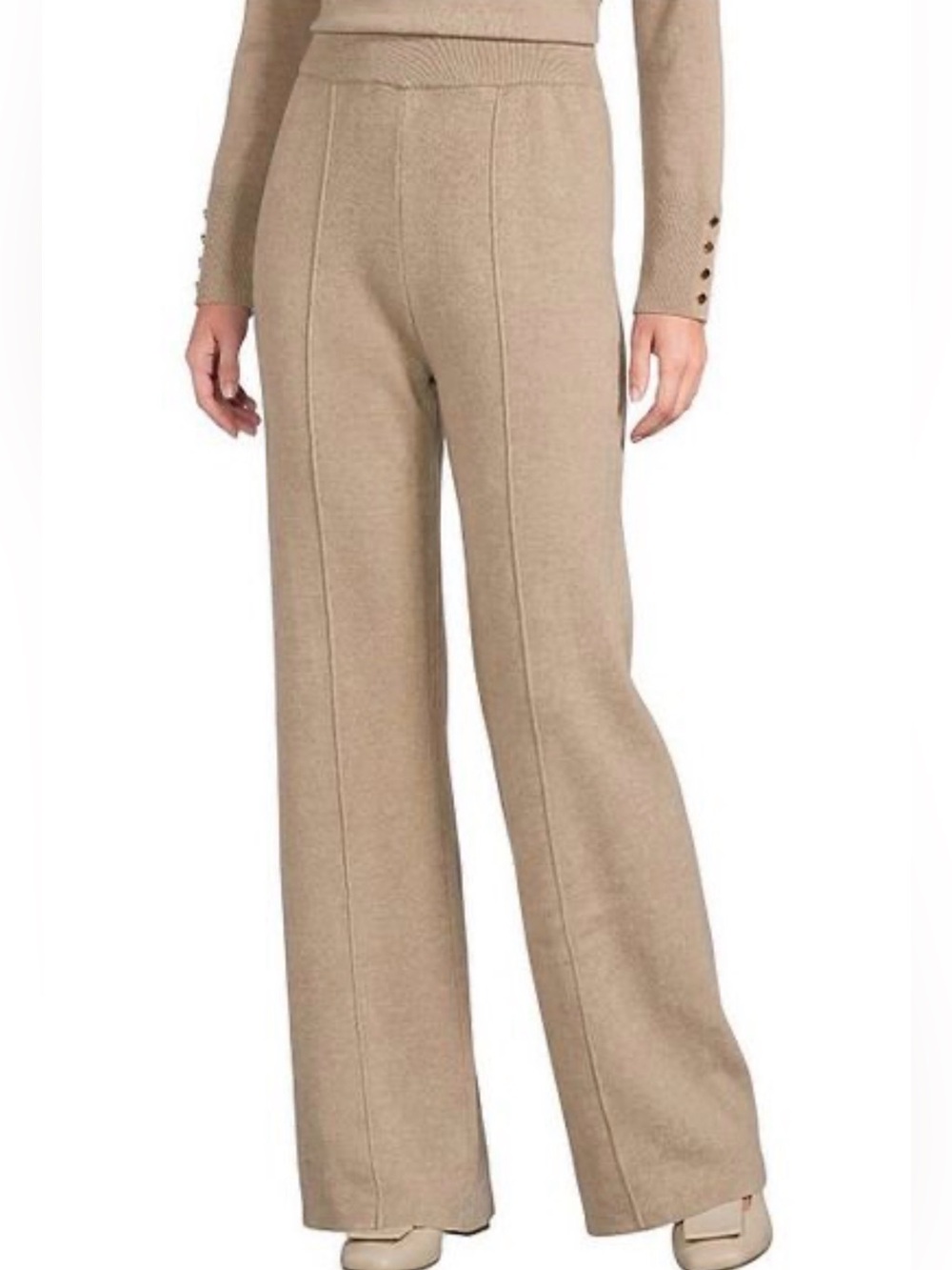 Investments Petites Wide Leg Knit Pull-on Pants, PXLS Tan Coca Mocha Heather NWT